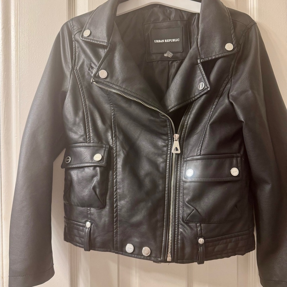 Urban Republic Black Leather Jacket for girls size M